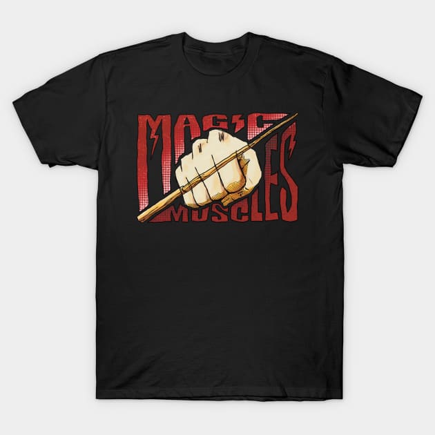 Mashle Magic and Muscles Mash Fist x Wand Cool Streetwear Red Graffiti with White Outline T-Shirt by Animangapoi